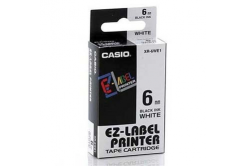 Casio XR-6WE1, 6mm x 8m, text negru / fundal alb, banda originala