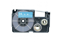 Banda compatibila Casio XR-24ABU 24mm x 8m text alb / fundal albastru