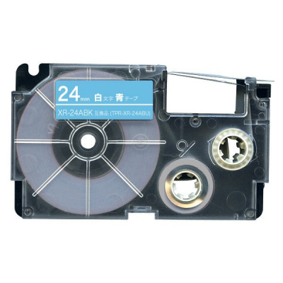 Banda compatibila Casio XR-24ABU 24mm x 8m text alb / fundal albastru