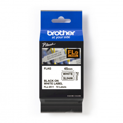 Brother FLE-2511 Pro Tape, 45mm x 10.5mm, text negru/fundal alb, 72buc., banda original