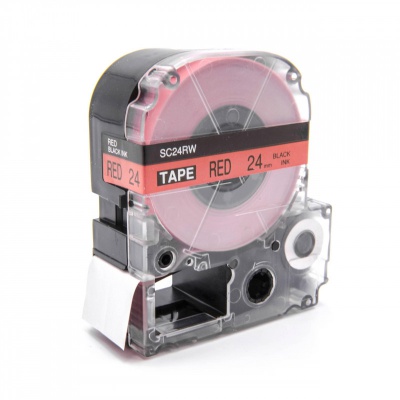 Epson LC-SC24RW, 24mm x 8m, text negru / fundal rosu, banda compatibila