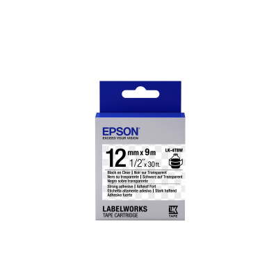 Epson LabelWorks LK-4TBW C53S654015 12mm x 9m, text negru / fundal transparent, adeziv puternic, banda original
