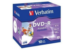 VERBATIM DVD+R (pachet de 10) imprimabil/casetă Jewel/16x/4,7GB