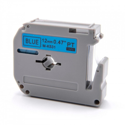Brother MK-531, 12mm x 8m, text negru / fundal albastru, banda compatibila