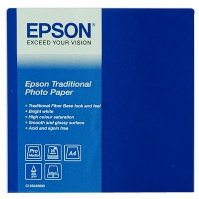 Epson Traditional Photo Paper C13S045050, 330 g/m2, A4, 25buc., satin, jet de cerneală, alb, hârtie fotografică