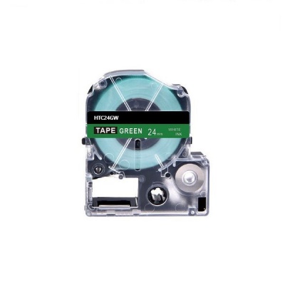 Epson HTC24GW, 24mm x 8m, text negru / fundal verde, banda compatibila