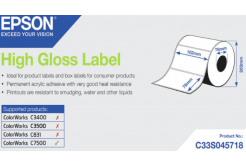 Epson C33S045718 High Gloss, pentru ColorWorks, 102x76mm, 1570buc., alb etichete autoadezive