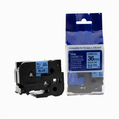 Banda compatibila Brother TZ-561 / TZe-561, 36mm x 8m, text negru / fundal albastru