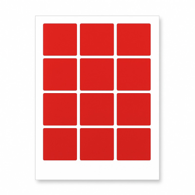 Etichete autoadezive 60 x 60 mm, 12 etichete, A4, 20 foi de hârtie, rosu