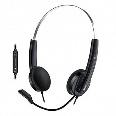 Căști Genius HS-220U AI cu microfon, cu fir, negre, 2.0, over-ear, USB