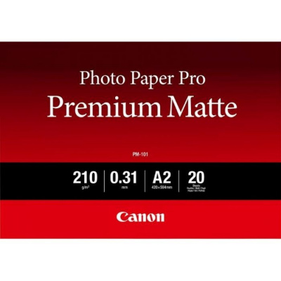 Canon Photo Paper Premium Matte PM-101 8657B017, 210 g/m2, 16.54x23.39", A2, 20buc., neted, mat, alb, hârtie fotografică