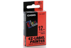 Casio XR-18RD1, 18mm x 8m, text negru / fundal rosu, banda originala