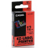 Casio XR-18RD1, 18mm x 8m, text negru / fundal rosu, banda originala