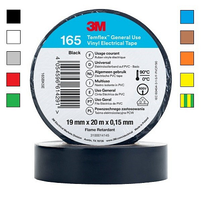 3M Temflex 165 Elektroizolační páska, 19 mm x 20 m 19 mm x 20 m zelená/green