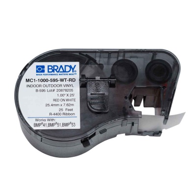 Brady MC1-1000-595-WT-RD / 131604, benzi autoadezive 25.40 mm x 7.62 m