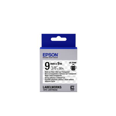 Epson LabelWorks LK-3TBW C53S653006 9mm x 9m, text negru / fundal transparent, adeziv puternic, banda original