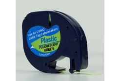 Dymo 91212 LetraTag 12mm x 4m, text negru / fluorescent fundal verde, banda compatibila