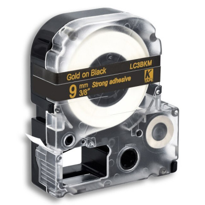 Epson LK-3BKP, SC9KZ, 9mm x 9m, text auriu / fundal negru, banda compatibila