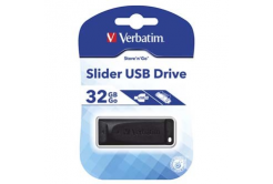 Verbatim 98697 Slider, Unitate flash USB, USB A 2.0, 32GB, cu conector detașabil, negru